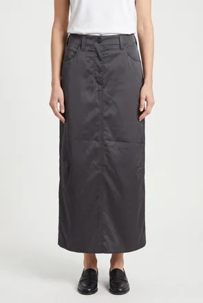 Brunello Cucinelli Womens Casual Metalic Gray Poly Maxi Skirt Nwt, Size 42