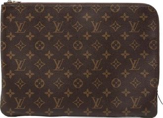 Louis Vuitton Brown Coated/Waterproof Canvas Etui Voyage Gm Clutch (Authentic Pre-Loved)