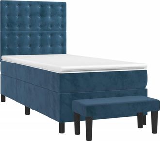 vidaXL Vidaxl Giroletto A Molle Con Materasso Blu Scuro 80x200 Cm In Velluto