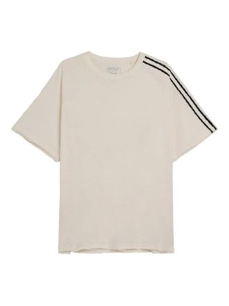 Yohji Yamamoto raw-edge 3-stripes T-shirt - men - Cotton - M - Neutrals