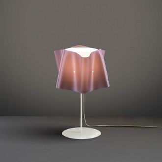 Linea Zero L&aacute;mpara De Mesa Con Base Y Tija De Metal Pantalla Folio Rosa Di&aacute;metro 25x H37 Cm