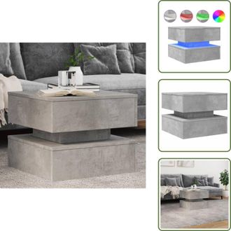 vidaXL Tavolino moderno - vidaXL Tavolino da Salotto con Luci LED Grigio Cemento 50x50x40 cm - Tavolino da divano