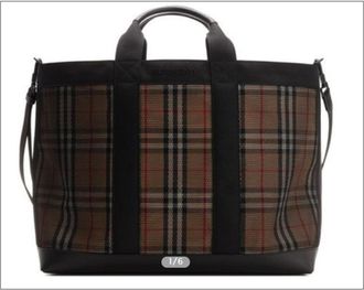 Burberry Ormond Check Tote Bag Black >