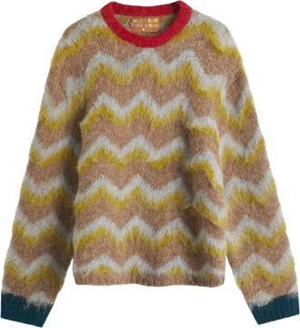 Brain Dead Maglione con motivo a zigzag - Marrone