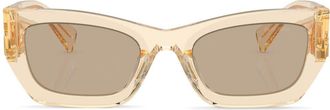 Miu Miu Eyewear logo-lettering square-frame sunglasses - women - Acetate - 53 - Neutrals