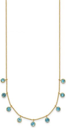 Diamond2Deal 14k Yellow Gold Blue Topaz Pendant Necklace