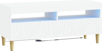 vidaXL Mueble De Tv Led Blanco Madera De Ingenier&iacute;a Vidaxl