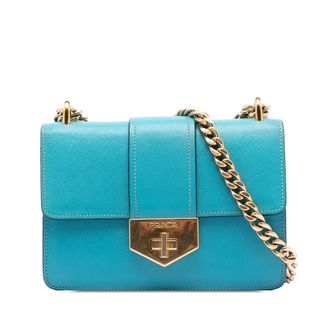 Prada Tweedehands Saffiano Lux Turnlock Ketting Crossbody