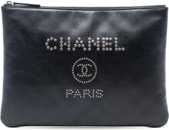 Chanel Pre-owned Clutches, female, Black, Size: ONE SIZE Pre-owned Vintage Leather Clutch