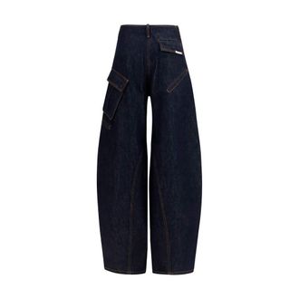 Self Portrait Womens Blue Cotton Cargo Pants