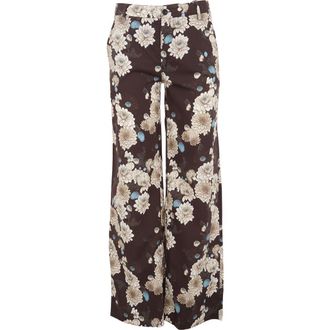 Lords of Harlech Phillis Wide Leg Tailored Pant in Serious Floral Black at Nordstrom, Size 10
