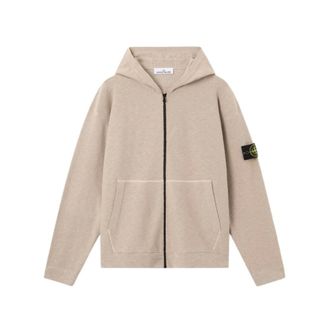 Stone Island Zip-throughs, male, Beige, Size: 2XL Logo Patch Hoodie