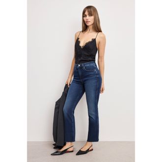 Good American Womens Soft Tech Good Kick Flare Jeans | Indigo, 8 Size 24 Plus | Good American by Khlo&Egrave; Kardashian