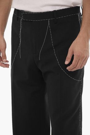 Off-white Pantaloni in Misto Lana TAILORING con Cuciture a Vista Off-White