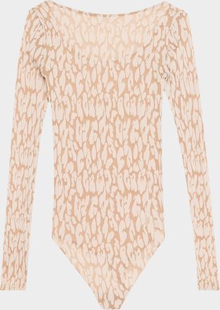 Wolford Long-Sleeve Leopard Bodysuit
