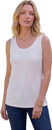 Roaman's Plus Size Cotton Scoopneck Tank Top in White at Nordstrom, Size Medium