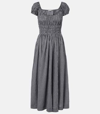 D&ocirc;en Quinley gathered gingham cotton midi dress