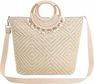 America & Beyond Womens Shell Lurex Tote In Cream