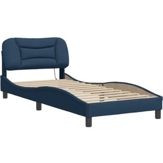 vidaXL Estructura De Con Led Sin Colch&oacute;n Tela Azul 90x190 Cm Vidaxl