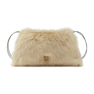 Pinko Pinko, Tassen, Dames, Beige, ONE Size, Polyester, Maxi Clutch Eco Pelliccia