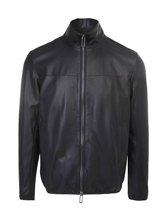 Emporio Armani Zip-up Long Sleeved Leather Jacket