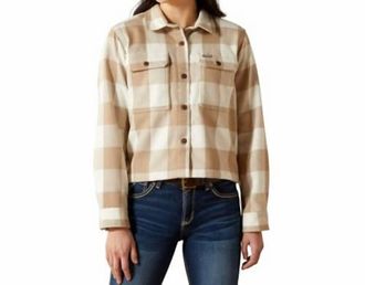 Ariat Womens Rebar Heavy Flannel Work Shirt In Silver Mink