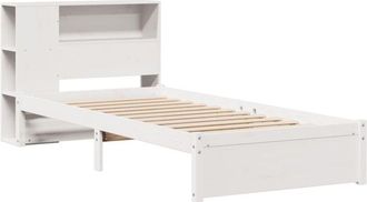 vidaXL Cama con estantería sin colchón madera maciza blanco 90x200 cm Vidaxl