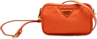 Prada Pre-owned Womens Mini Tessuto Double Zip Camera Bag - Orange Nylon - One Size