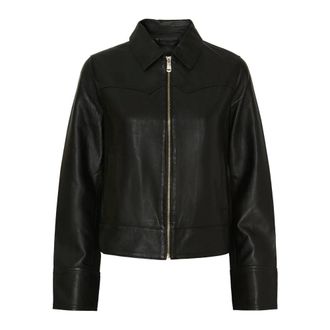 Notyz Notyz - Cropped Leren Jas - Dames - Jassen - Zwart - Maat: M Zijde