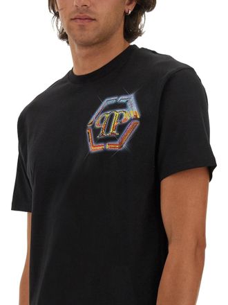Philipp Plein Logo-Embroidered T-Shirt - Black