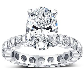 Pompeii3 5 Ct TW Oval Diamond Eternity Engagement Ring 14k White Gold Lab Grown