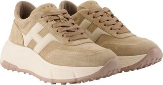 Hogan Womens H669 Allacciato H Sneakers - Hogan Leather Beige Calfskin Shoes