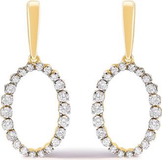 House of Brilliance 14K Yellow Gold Graduating 1/2 Cttw Diamond Oval Dangle Earrings at Nordstrom