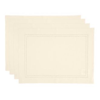 Solino Home Linen Placemats - Linen Double Hemstitch, 14 x 19 in Ivory at Nordstrom, Size Medium