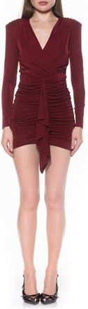 Alexia Admor Nova Long Sleeve Draped Minidress in Burgundy at Nordstrom Rack, Size X-Large