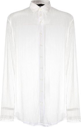 Dsquared2 sheer lace long-sleeve shirt - men - Viscose/Polyamide - 46 - White