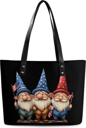 Generic U.S Flag Gnomes Tote Bags for Women Cute Shoulder Purses Handbags