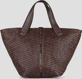 Alexander Smith Lauren Medium handbag with shoulder strap in brown woven