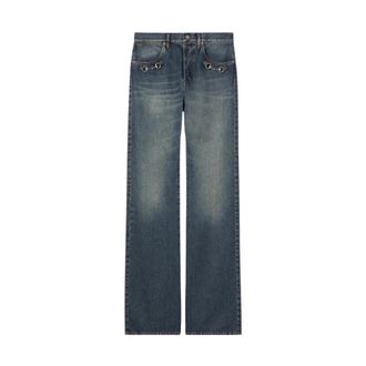Gucci Katoenen Spijkerbroek met Horsebit Detail - Heren - Jeans - Blauw - Maat: W33 Katoen