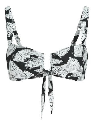 Karl Lagerfeld fan-print bikini top - women - Elastane/Recycled Polyamide - S - Black