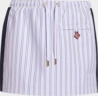 Casablanca Pinstriped Cotton Mini Drawstring Skirt