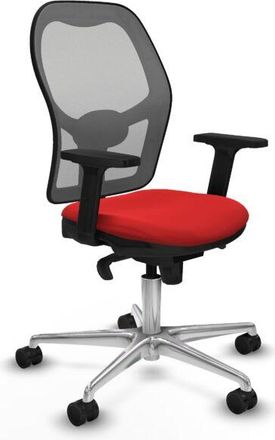 Piqueras y Crespo Piqueras Y Crespo - Jorquera Sincro Malla Gris Similpiel Rojo Brazos 2d Base Aluminio Ruedas 65mm Nailon