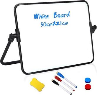 OEM Pizarra Blanca Peque&ntilde;a Borrable A3 Con Soporte Antideslizante, Pizarra Magn&eacute;tica De Doble Cara De 30 X 42 Cm Con 3 Rotuladores, Aula U Oficina