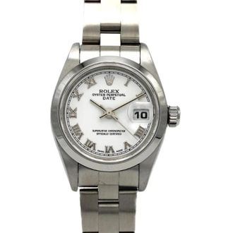 Rolex Pre-owned Oyster Perpetual Date Stainless Steel Watch 79160 - Dames - Vintage Horloges - Wit - ONE Size - Vintage