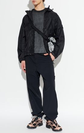 Stone Island Trousers With Logo Patch, Mens, Black