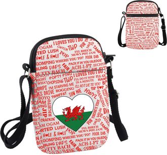 Generic PYOUL Wales Lover Gift Welsh Phrases Crossbody Bag Welsh Culture Travel Bag Wales Vacation Trip Gift (Welsh Phrases CB)