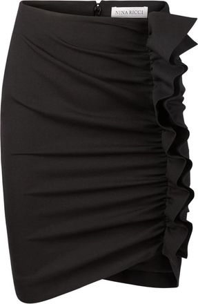 Nina Ricci Gedrapeerde Midi Rok - Dames - Korte rokken - Zwart - XS - Leer - Rokken