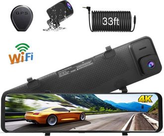 OEM Espejo Retrovisor De 12 Pulgadas, C&aacute;maras Duales 4k+1080p, Grabadora De Video Delantera Y Trasera, Pantalla T&aacute;ctil, Gps, Detecci&oacute;n De Colisi&oacute;n (conexi