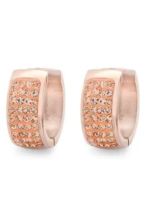 Steeltime Crystal 18k Rose Gold Plated Huggie Hoop Earrings at Nordstrom Rack