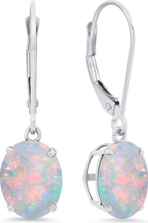 MAX + STONE 14k Yellow or White Gold 8x10mm Oval Gemstone Dangle Earrings with Leverbacks
